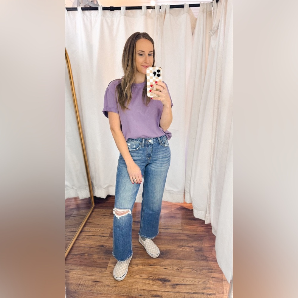 Lovervet High Rise Slim Wide Leg Crop Jeans - Picture 3 of 5